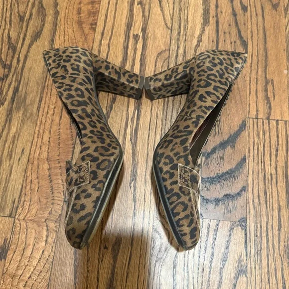 Aquatalia Leopard Suede Block Heel Loafers Size 9 - Picture 3 of 7